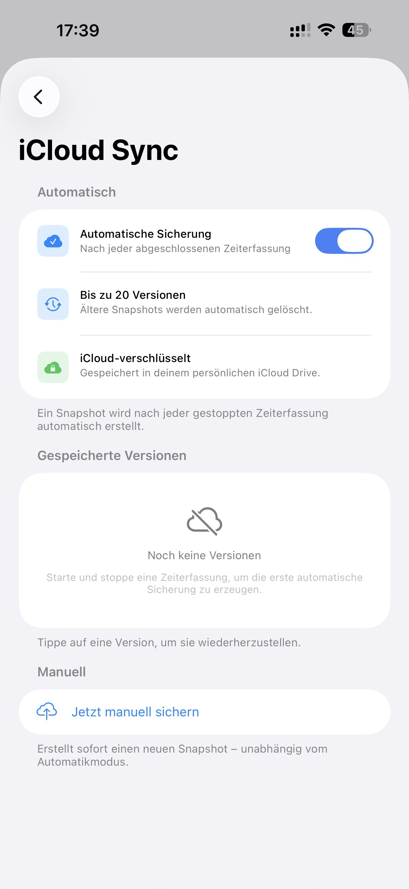 Timenor iCloud Sync