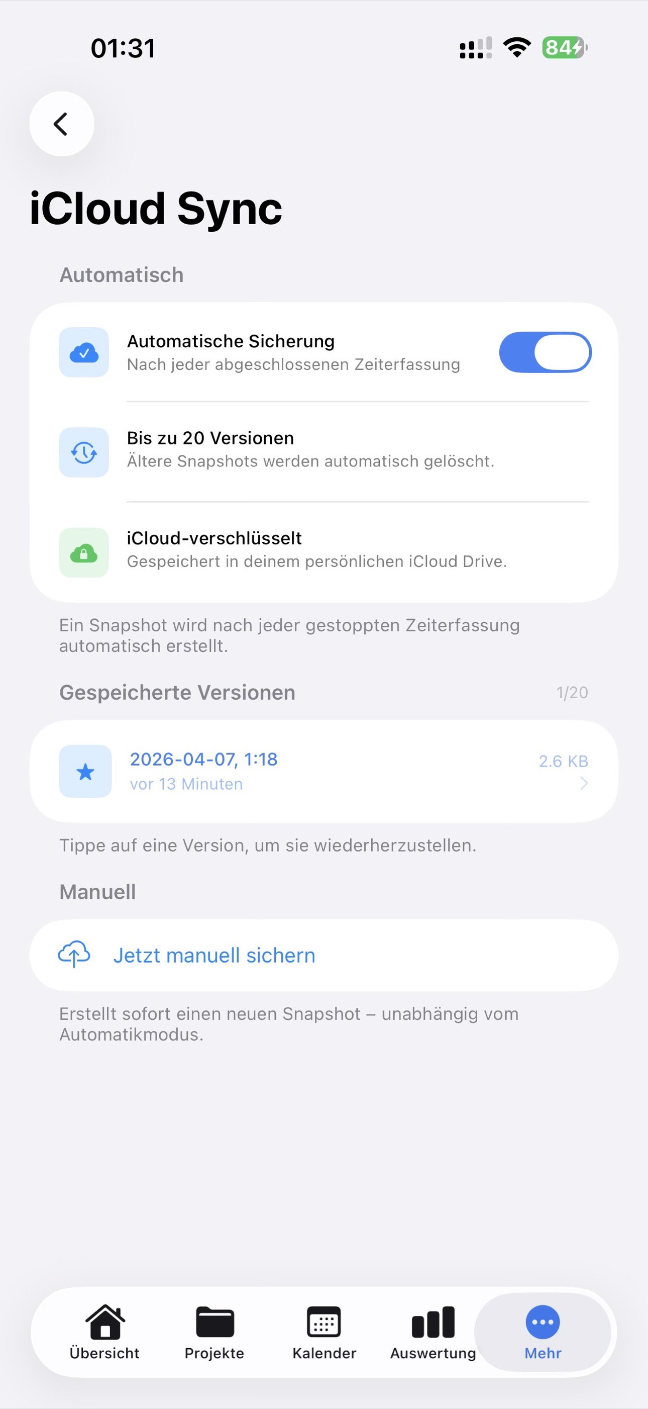 Timenor iCloud Sync